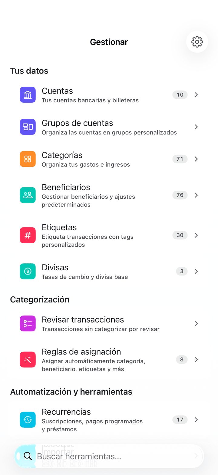 Gestión de cuentas y ajustes en iPhone